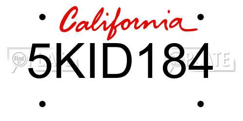 5KID184 California License Plate