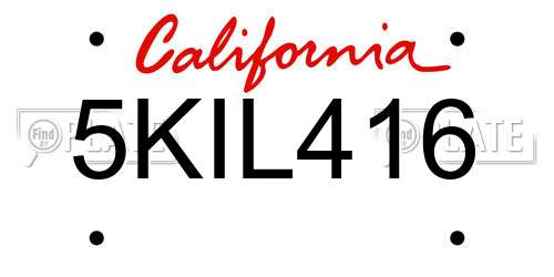 5KIL416 California License Plate
