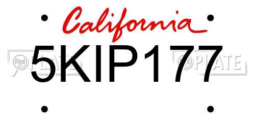5KIP177 California License Plate