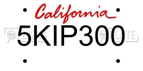 5KIP300 California License Plate
