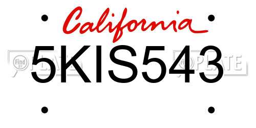 5KIS543 California License Plate