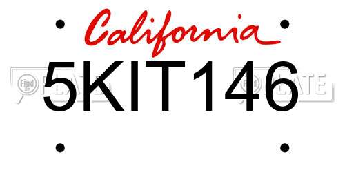5KIT146 California License Plate