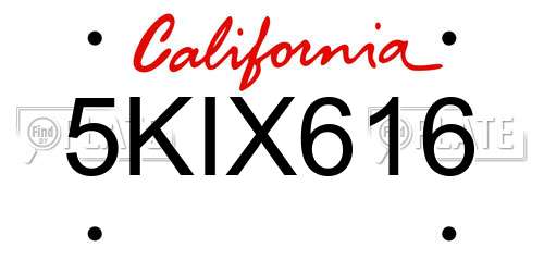 5KIX616 California License Plate