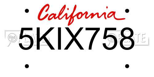 5KIX758 California License Plate