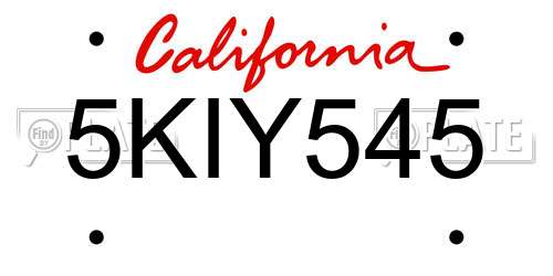 5KIY545 California License Plate