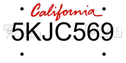 5KJC569 California License Plate