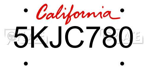 5KJC780 California License Plate