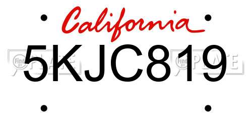 5KJC819 California License Plate