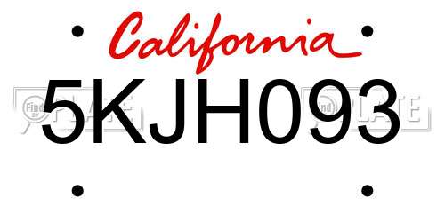 5KJH093 California License Plate