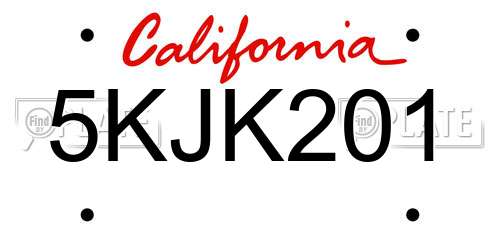 5KJK201 California License Plate