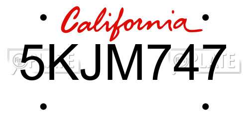 5KJM747 California License Plate