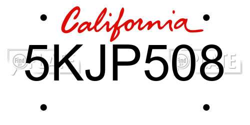 5KJP508 California License Plate