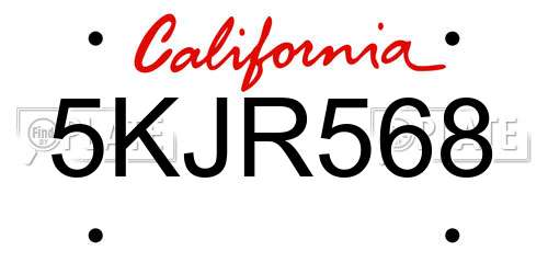 5KJR568 California License Plate