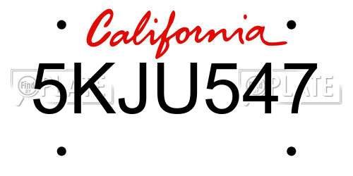 5KJU547 California License Plate