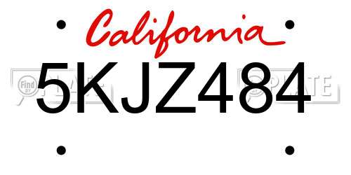 5KJZ484 California License Plate