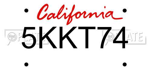 5KKT74 California License Plate