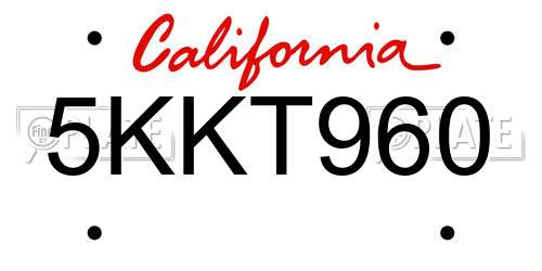 5KKT960 California License Plate