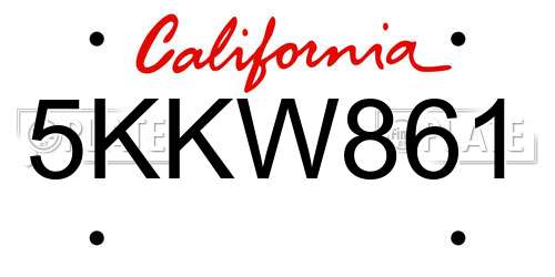 5KKW861 California License Plate