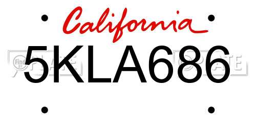 5KLA686 California License Plate