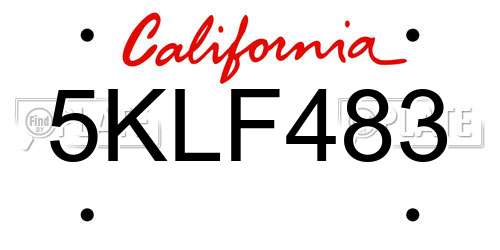 5KLF483 California License Plate