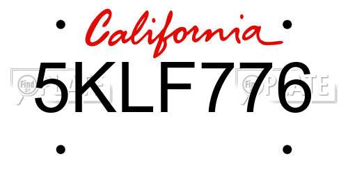 5KLF776 California License Plate
