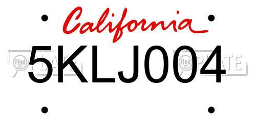 5KLJ004 California License Plate