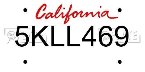 5KLL469 California License Plate