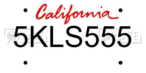 5KLS555 California License Plate