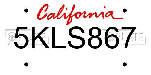 5KLS867 California License Plate