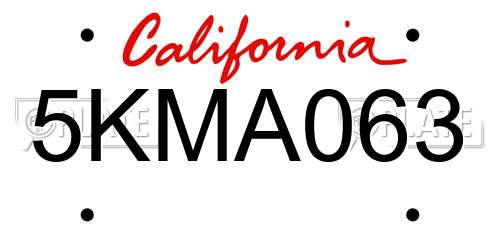 5KMA063 California License Plate