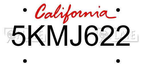 5KMJ622 California License Plate