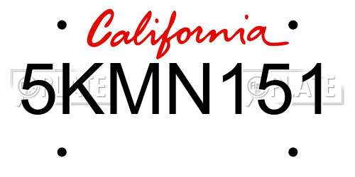 5KMN151 California License Plate