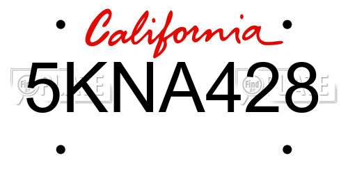 5KNA428 California License Plate