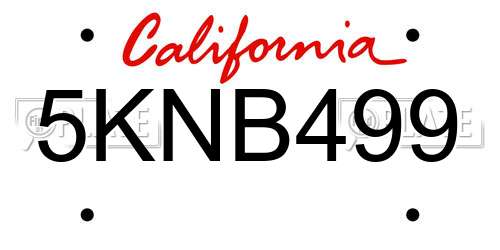5KNB499 California License Plate