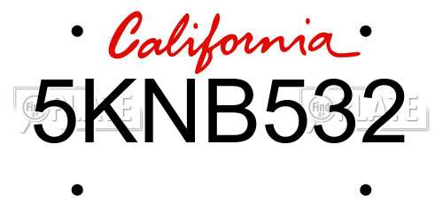 5KNB532 California License Plate