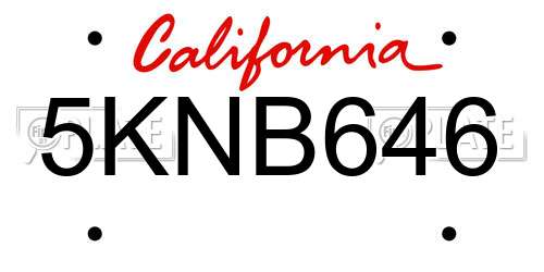 5KNB646 California License Plate
