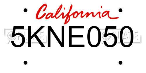 5KNE050 California License Plate