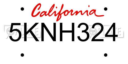 5KNH324 California License Plate
