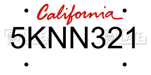 5KNN321 California License Plate