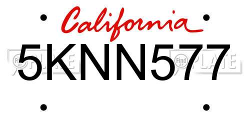 5KNN577 California License Plate
