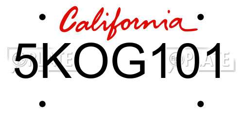 5KOG101 California License Plate