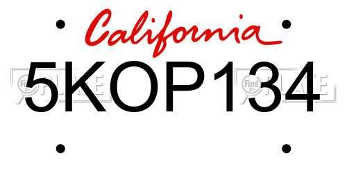 5KOP134 California License Plate