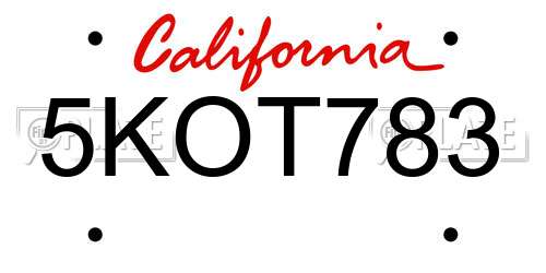 5KOT783 California License Plate