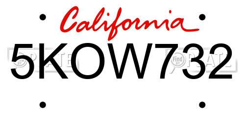 5KOW732 California License Plate