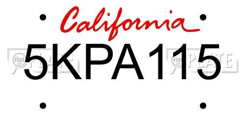5KPA115 California License Plate