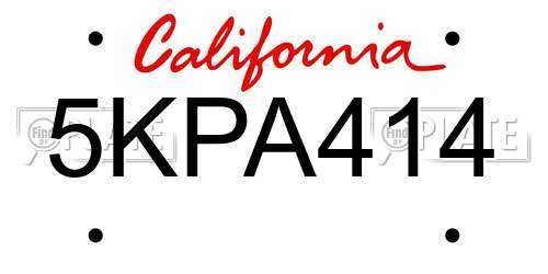 5KPA414 California License Plate