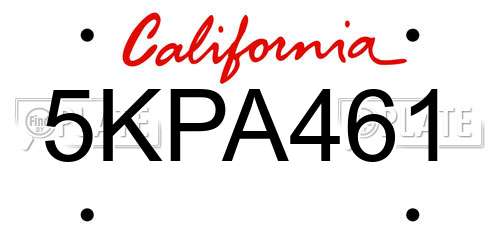 5KPA461 California License Plate