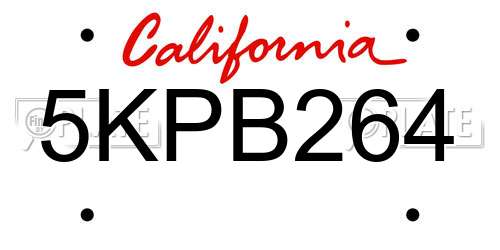 5KPB264 California License Plate