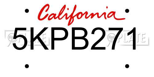 5KPB271 California License Plate