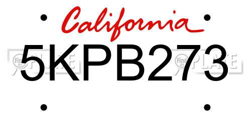 5KPB273 California License Plate